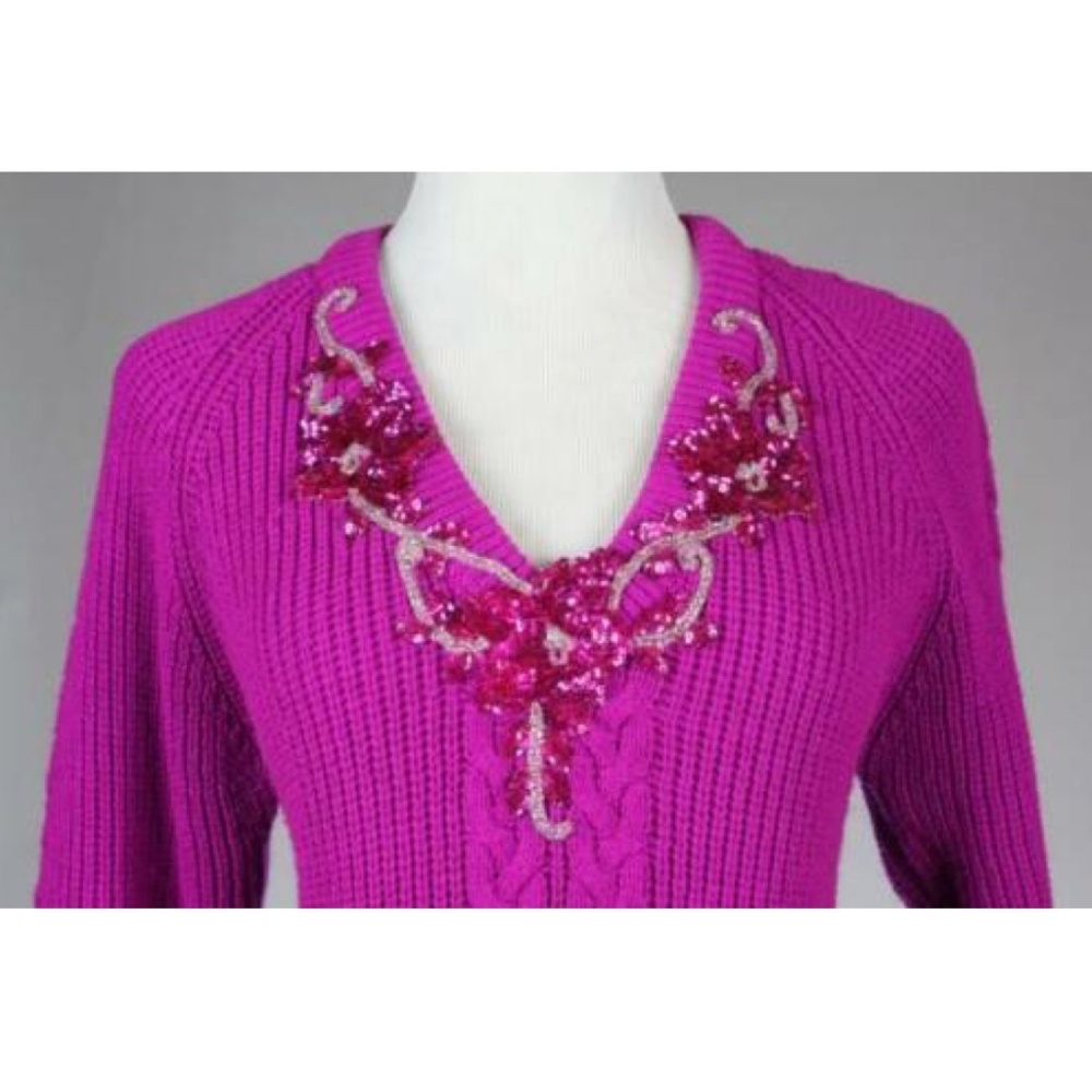 Vtg 80s Hunter's Glen Electro Glam Sequin Sweater - Picture 3 of 6